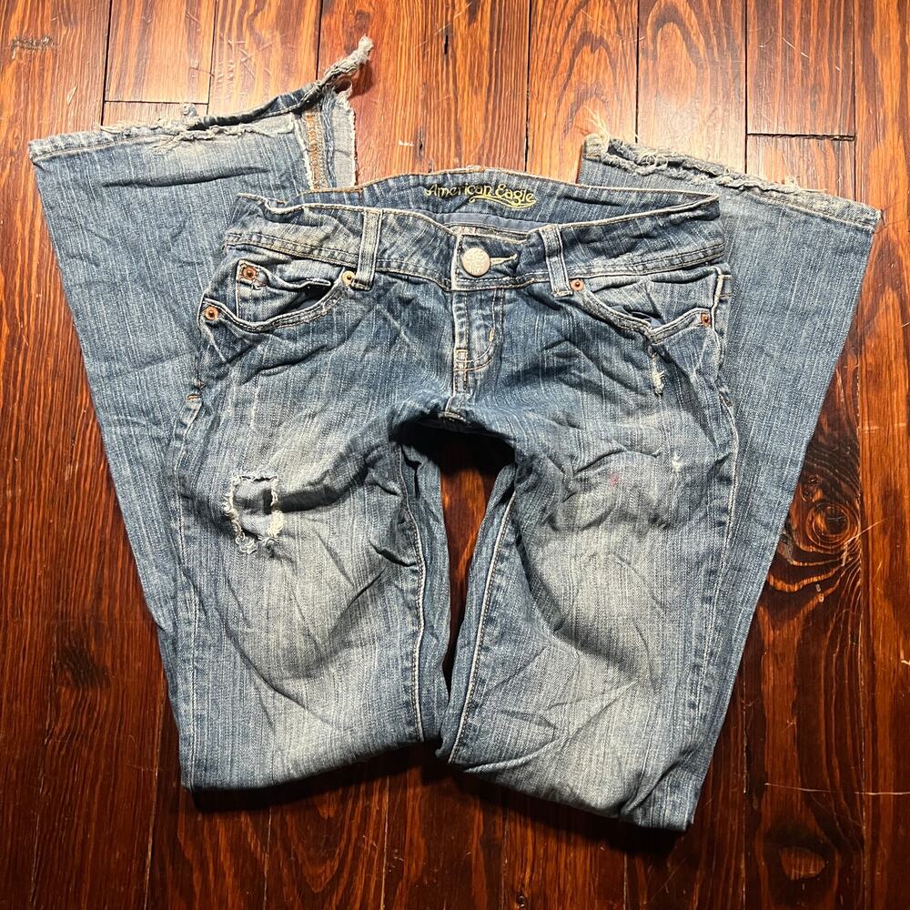 American Eagle 2 Y2K Bootcut Jeans Blue Low Rise